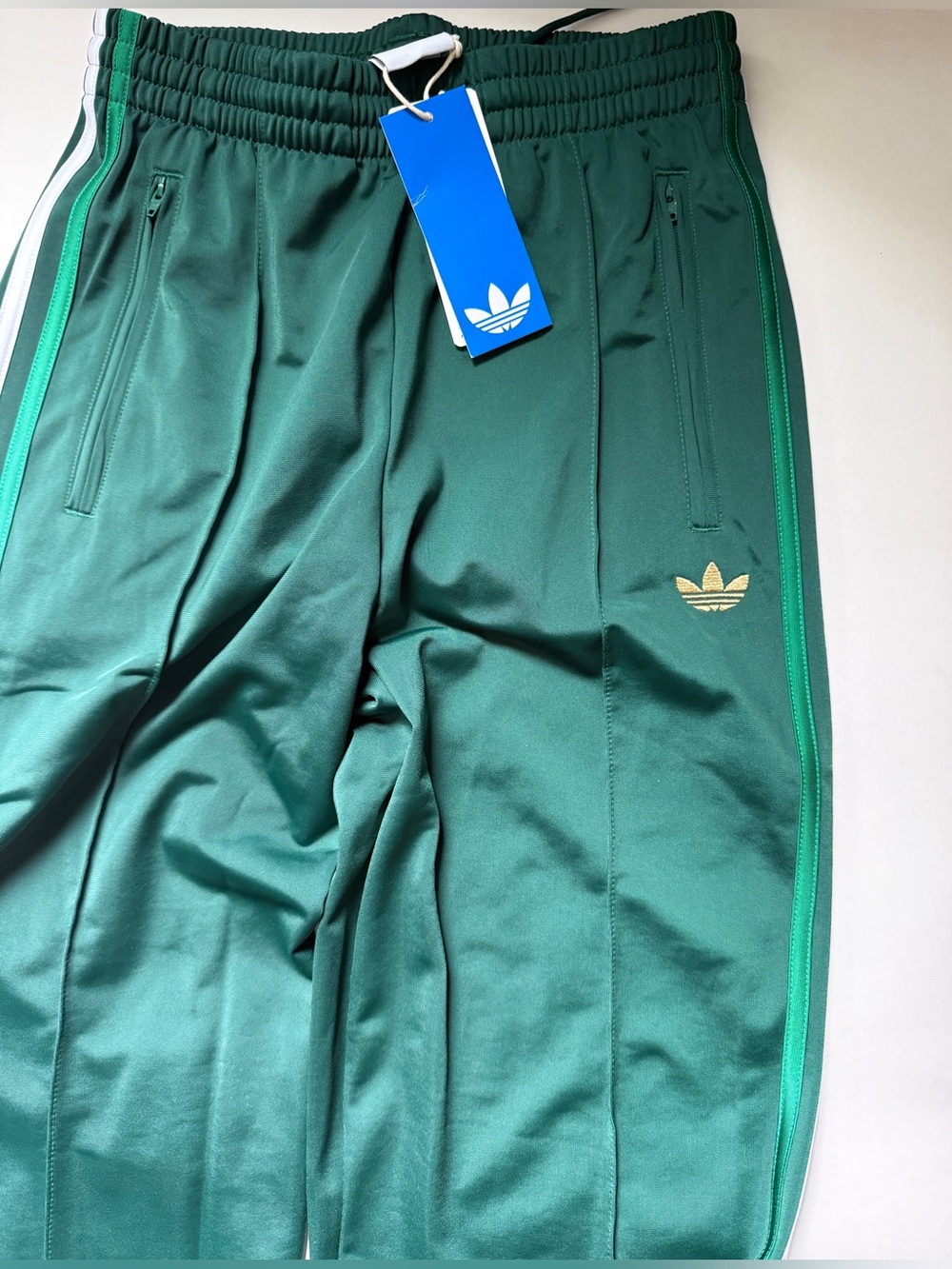 adidas Women’s Classic Firebird Track Pants Dark Green w/Italy Stripes KC6558 - Picture 8 of 12